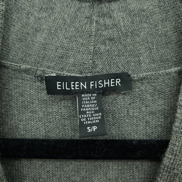 Eileen Fisher 100% Merino Wool V-neck Asymmetrical Sweater S Gray/Black - Picture 4 of 16